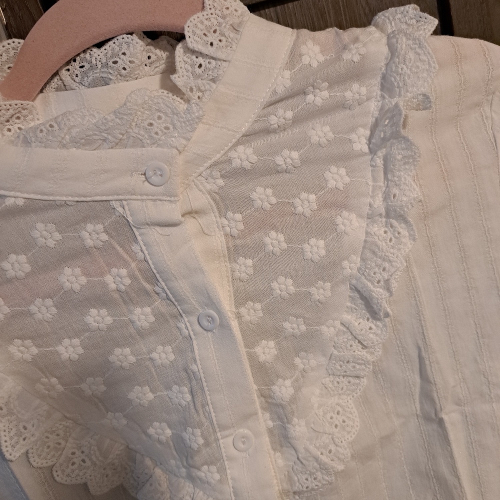 ♥️New stand collar ruffles textured shirt - Picture 15 of 16